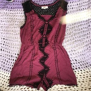 Taylor and sage maroon and black lace romper new